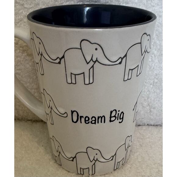 Pfaltzgraff Dream Big 5" Elephant Coffee Mug White Black (CR014-102024) - Picture 2 of 5